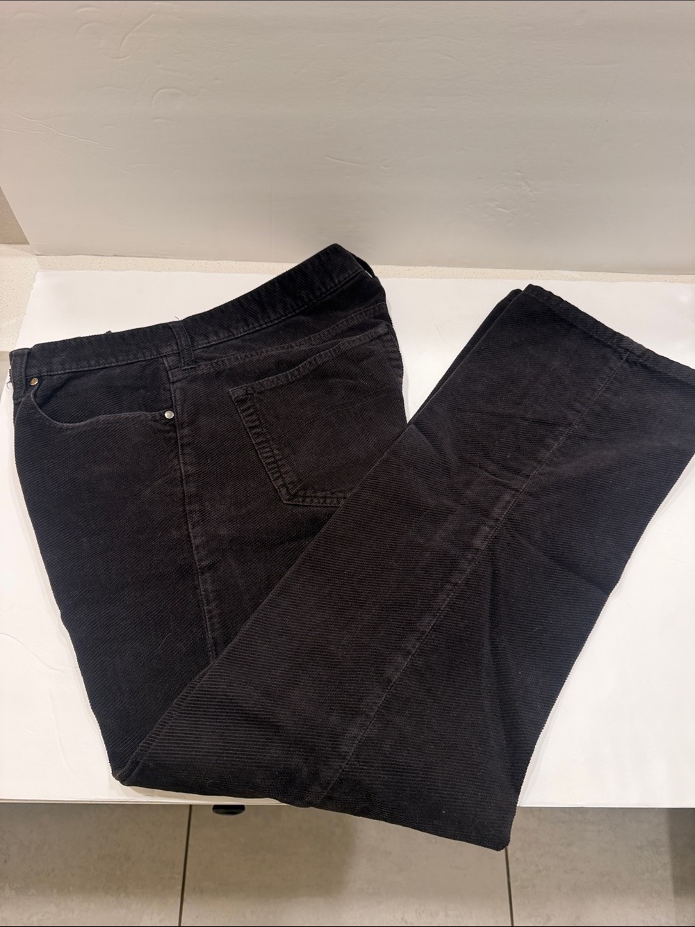 Armani Exchange Black Corduroy Straight-Leg Pants